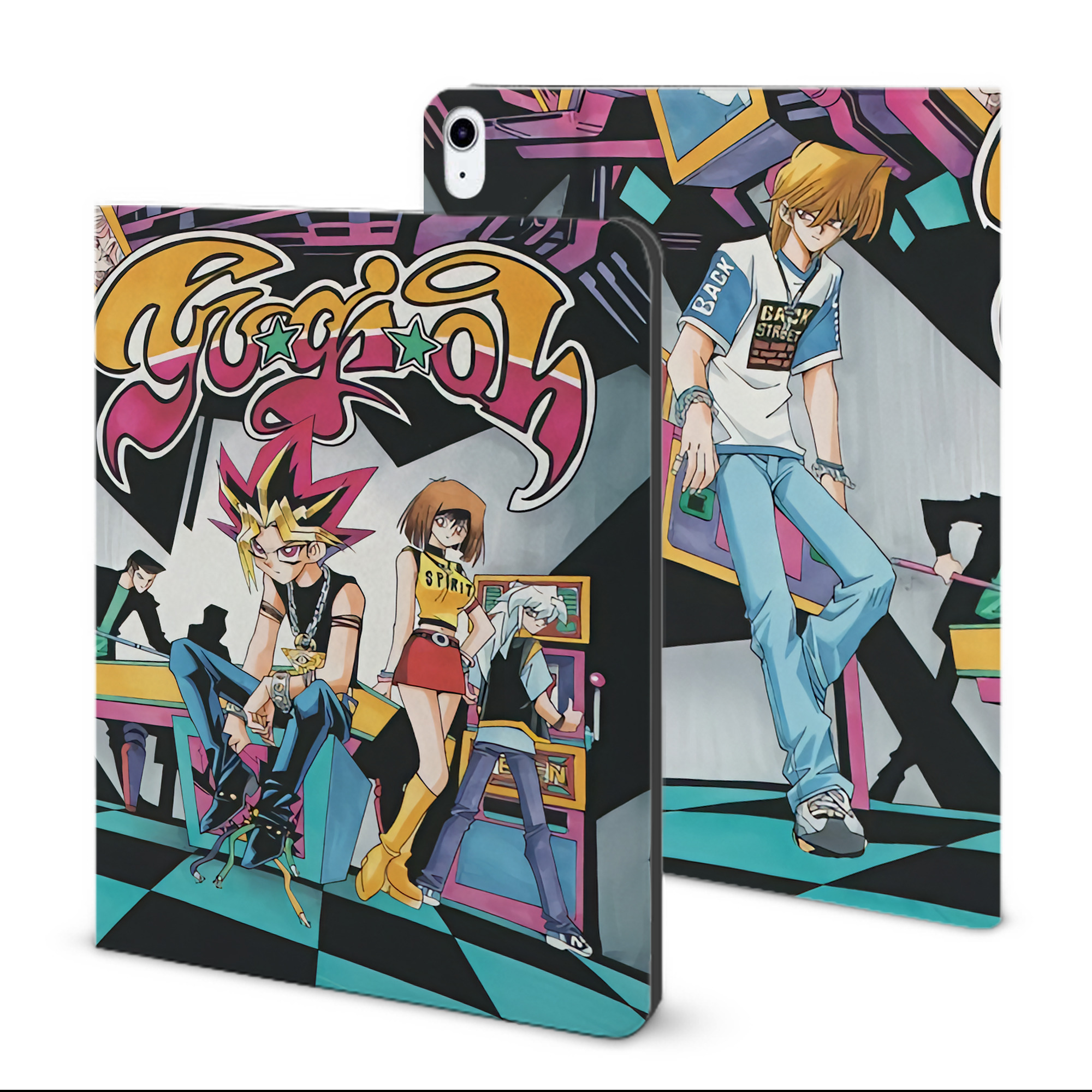 （画像用） 遊☆戯☆王 Yu-Gi-Oh! IPad ケース ブック型 PUレザー TPU 耐衝撃 軽量 薄型 ペン収納なし 全面保護 IPad 各モデル対応